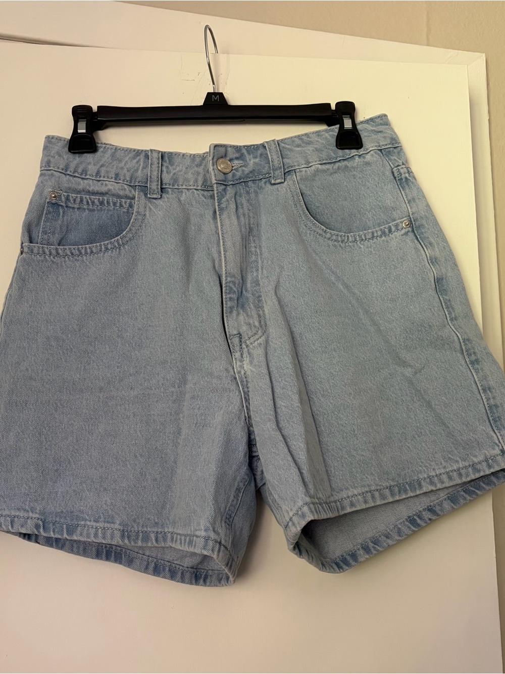 Mid length jean shorts